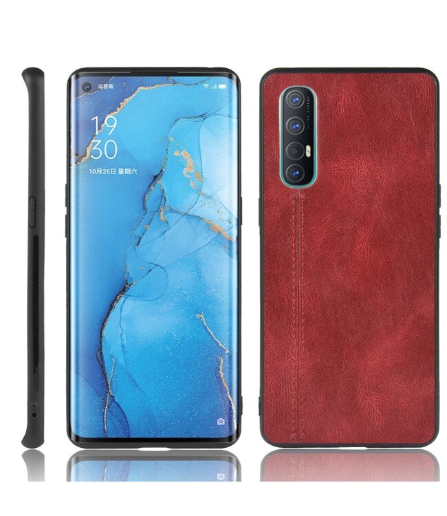 Rood Faux Lederen Hybrid Hoesje voor de Oppo Reno3 Pro / Find X2 Neo