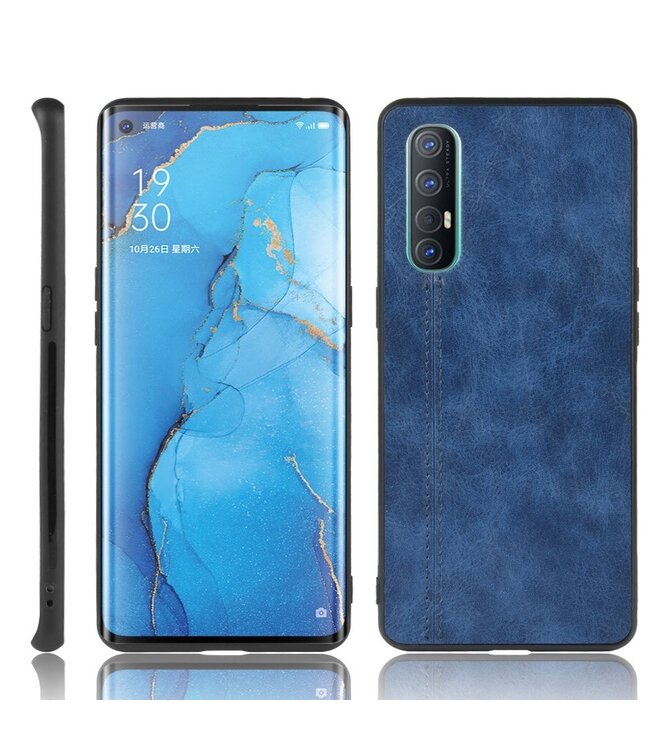 Blauw Faux Lederen Hybrid Hoesje voor de Oppo Reno3 Pro / Find X2 Neo