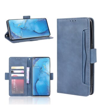 Blauw Pasjeshouder Bookcase Hoesje Oppo Reno3 Pro / Find X2 Neo