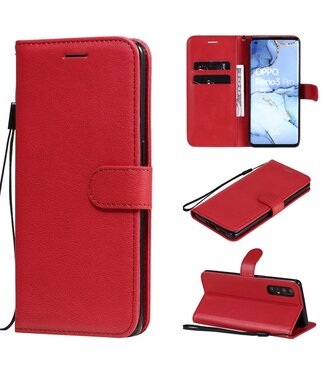 Rood Bandje Bookcase Hoesje Oppo Reno3 Pro / Find X2 Neo