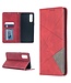 Rood Geometrisch Patroon Bookcase Hoesje voor de Oppo Reno3 Pro / Find X2 Neo