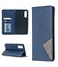 Blauw Geometrisch Patroon Bookcase Hoesje voor de Oppo Reno3 Pro / Find X2 Neo