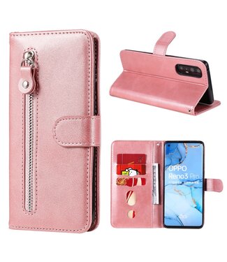 Rosegoud Portemonnee Bookcase Hoesje Oppo Reno3 Pro / Find X2 Neo