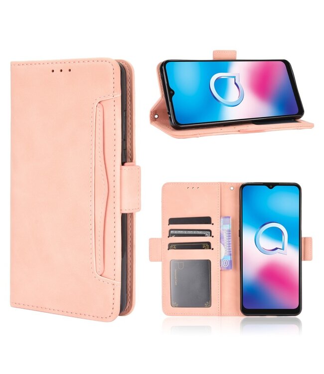 Roze Pasjeshouder Bookcase Hoesje voor de Alcatel 3X (2020)