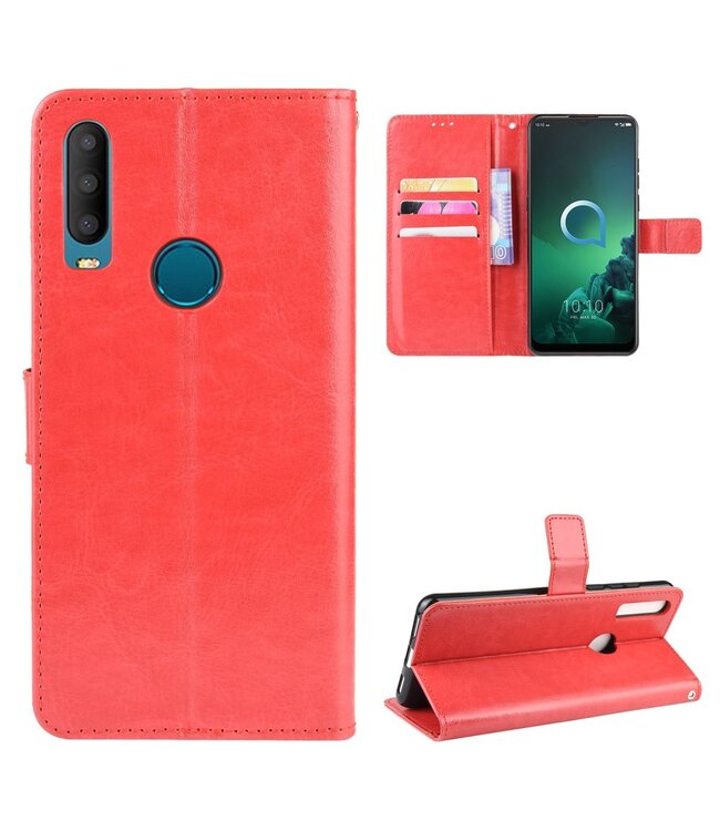 Rood Bookcase Hoesje voor de Alcatel 3X (2019)