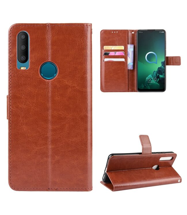 Bruin Bookcase Hoesje voor de Alcatel 3X (2019)