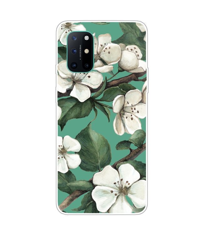 Witte Bloemen TPU Hoesje voor de OnePlus 8T