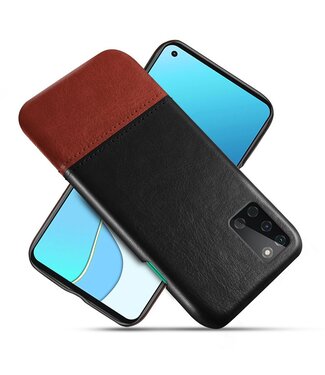 Zwart / Bruin Split Lederen Hardcase Hoesje OnePlus 8T