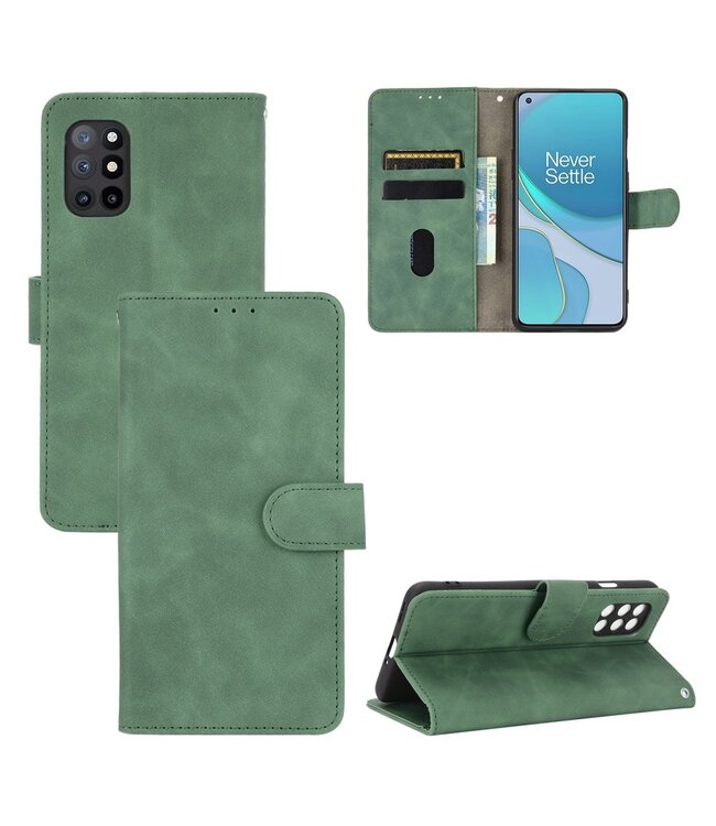 Groen Effen Bookcase Hoesje voor de OnePlus 8T