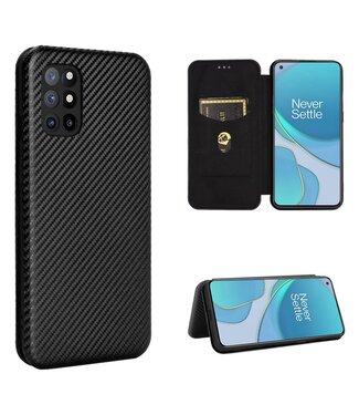 Zwart Carbon Bookcase Hoesje OnePlus 8T