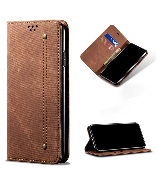 Bruin Modern Bookcase Hoesje voor de OnePlus 8T