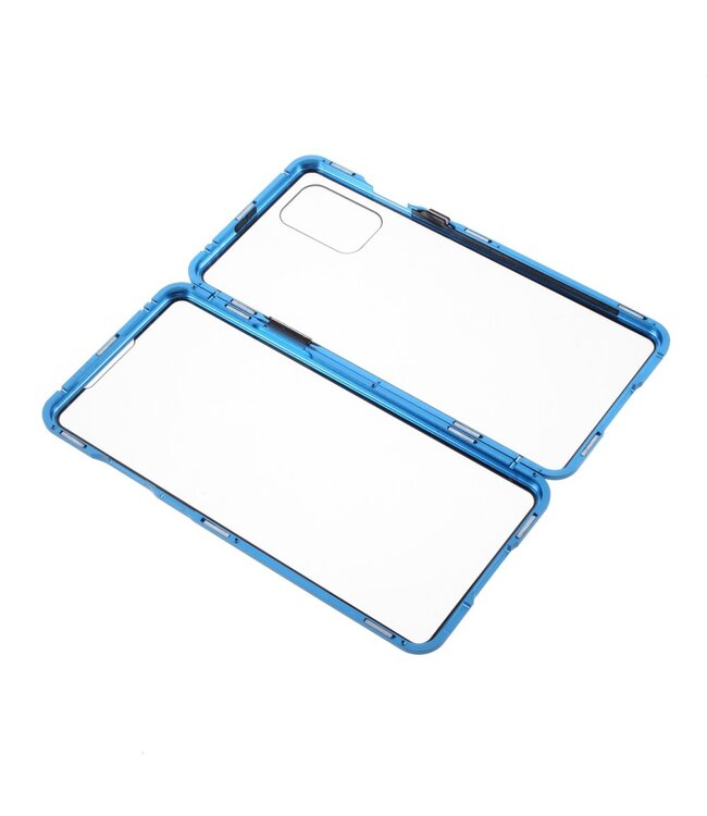 Blauw Dubbelzijdig Metaal Hardcase Hoesje voor de OnePlus 8T