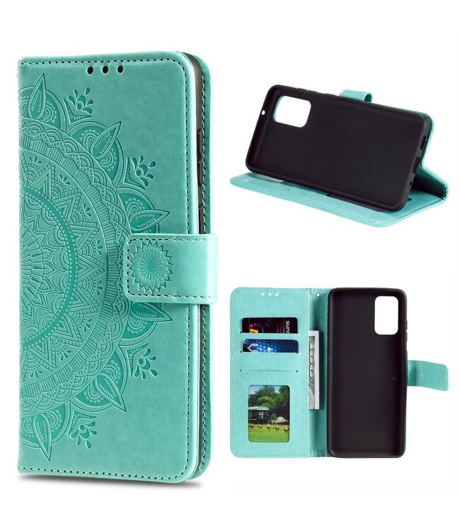 Turquoise Bloem Bookcase Hoesje voor de OnePlus 8T