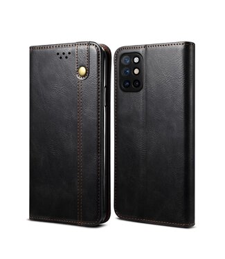 Zwart Wasachtige Textuur Bookcase Hoesje OnePlus 8T