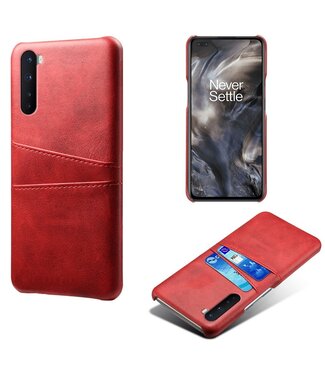 Ksq Rood Pasjeshouder Faux Lederen Hoesje OnePlus Nord