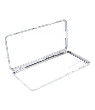 Zilver Metaal + Tempered Glass Hoesje OnePlus Nord