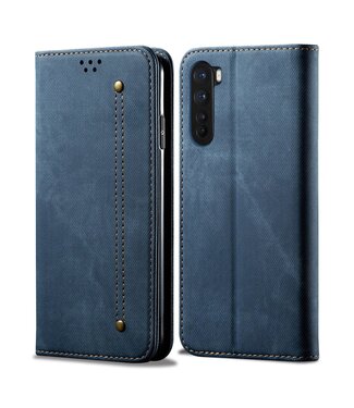 Blauw Vintage Jeans Bookcase Hoesje OnePlus Nord
