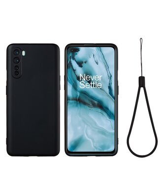 Zwart Bandje Siliconen Hoesje OnePlus Nord