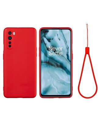 Rood Bandje Siliconen Hoesje OnePlus Nord