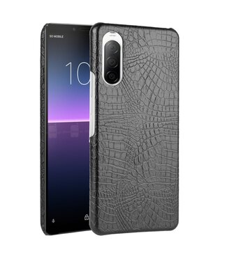 Zwart Krokodillen Faux Lederen Hoesje Sony Xperia 10 II