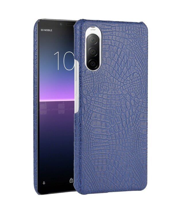 Blauw Krokodillen Faux Lederen Hoesje voor de Sony Xperia 10 II