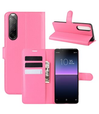 Roze Litchee Bookcase Hoesje Sony Xperia 10 II