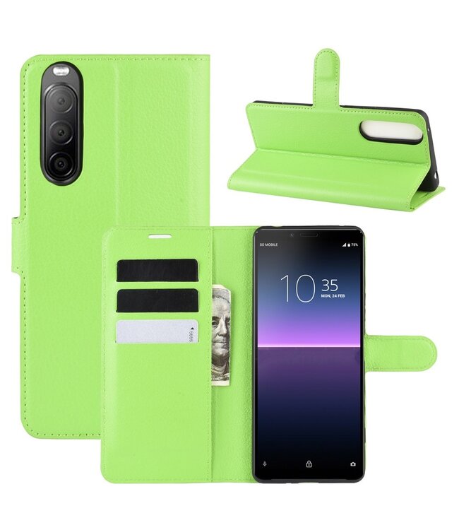 Groen Litchee Bookcase Hoesje voor de Sony Xperia 10 II