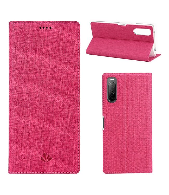 Vili DMX Vili DMX Fuchsia Cross Textuur Bookcase Hoesje voor de Sony Xperia 10 II