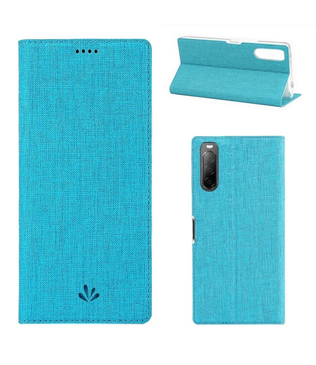 Vili DMX Turquoise Cross Textuur Bookcase Hoesje voor de Sony Xperia 10 II