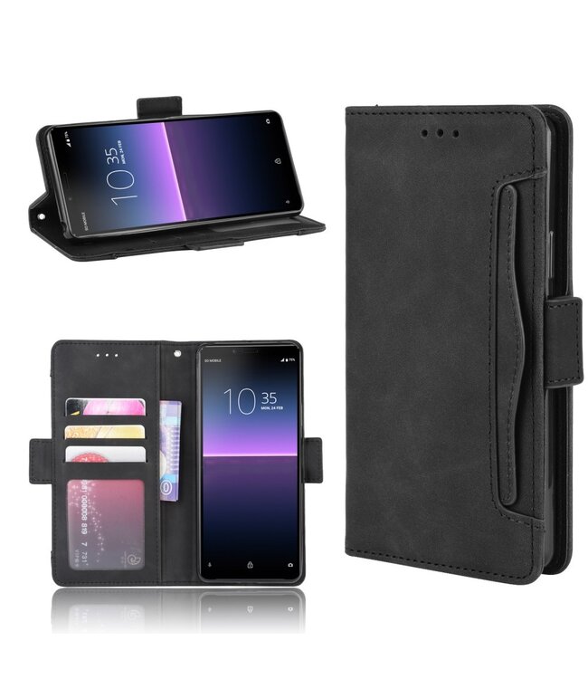 Zwart Wallet Stand Bookcase Hoesje voor de Sony Xperia 10 II