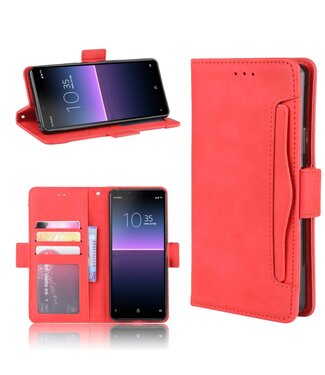 Rood Wallet Stand Bookcase Hoesje Sony Xperia 10 II