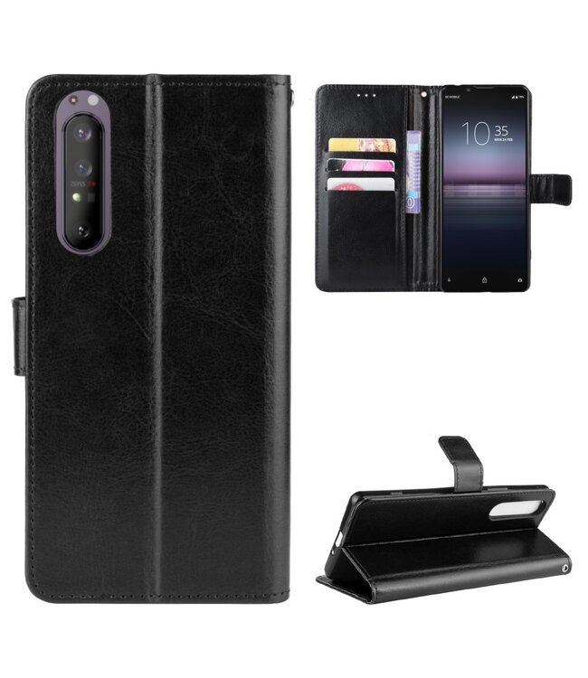 Zwart Bookcase Hoesje voor de Sony Xperia 1 II