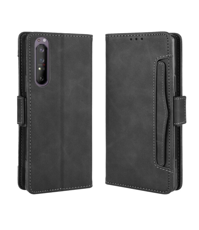 Zwart Pasjeshouder Bookcase Hoesje voor de Sony Xperia 1 II