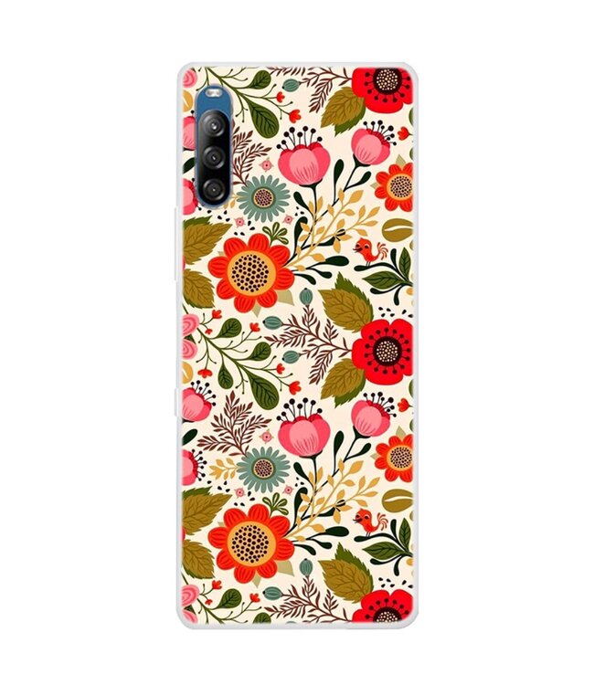 Vili DMX Rode Bloemen TPU Hoesje voor de Sony Xperia L4