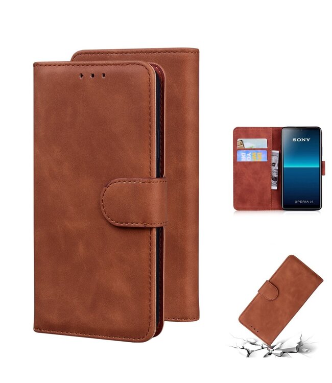 Bruin Wallet Stand Bookcase Hoesje voor de Sony Xperia L4