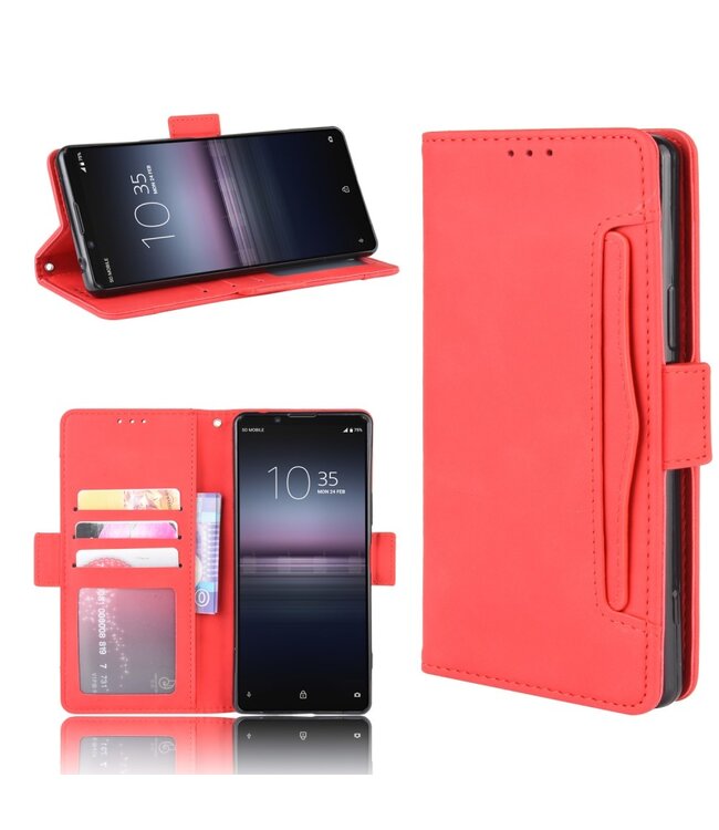 Rood Multi-Slot Bookcase Hoesje voor de Sony Xperia 5 II