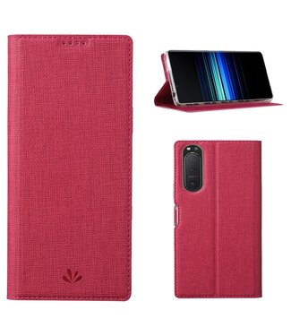 Roze Cross Textuur Bookcase Hoesje Sony Xperia 5 II