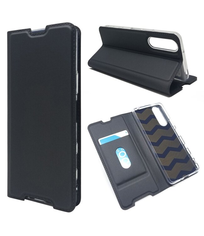 Zwart Pasjeshouder Bookcase Hoesje voor de Sony Xperia 5 II