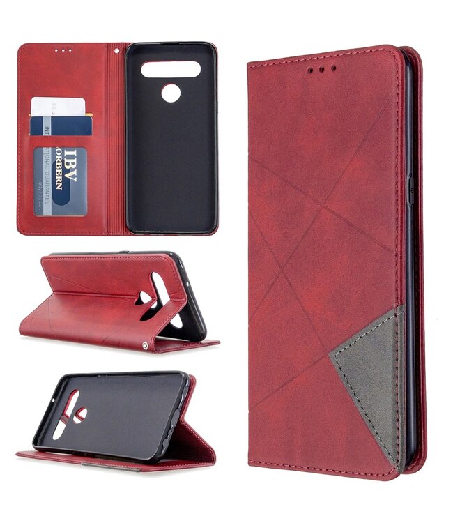 Rood Wallet Stand Bookcase Hoesje voor de LG K61