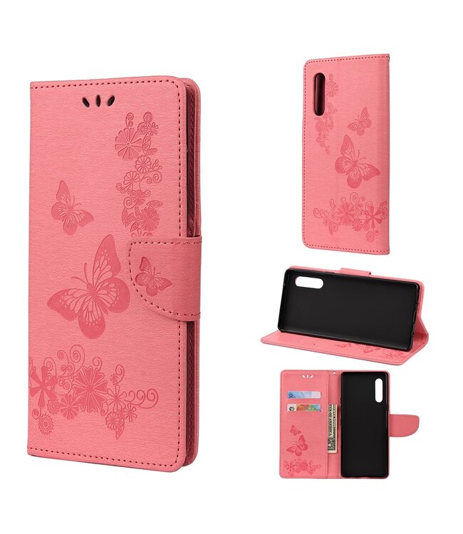 Roze Vlinder Design Bookcase Hoesje voor de LG Velvet