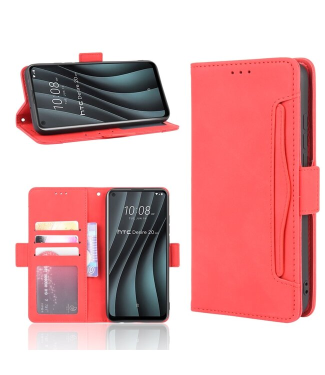 Rood Pasjeshouder Bookcase Hoesje voor de HTC Desire 20 Pro