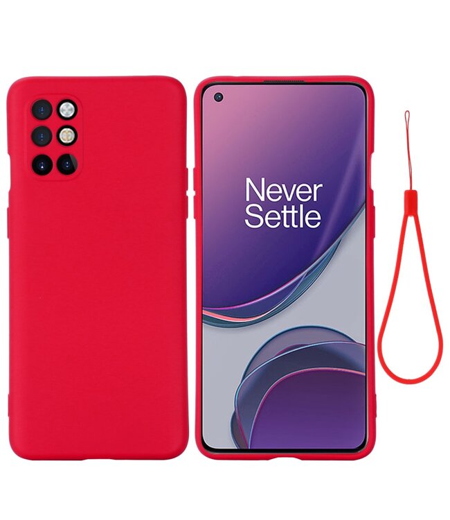 Rood Bandje Siliconen Hoesje voor de OnePlus 8T