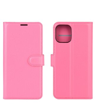 Roze Litchee Bookcase Hoesje iPhone 12 mini