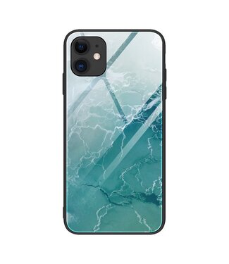 Turquoise Marmer Design Hybrid Hoesje iPhone 12 mini