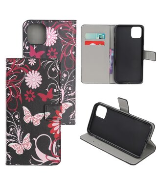 Vlinders en Bloemen Bookcase Hoesje iPhone 12 mini