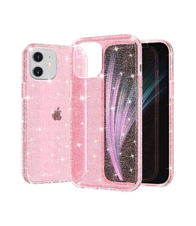 Roze Glitter Hybrid Hoesje voor de iPhone 12 mini