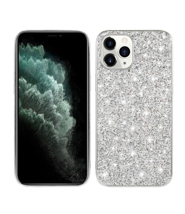 Zilver Glitter Hybrid Hoesje voor de iPhone 12 mini