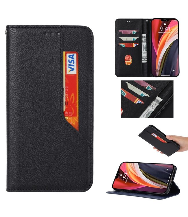 Zwart Portemonnee Bookcase Hoesje voor de iPhone 12 mini