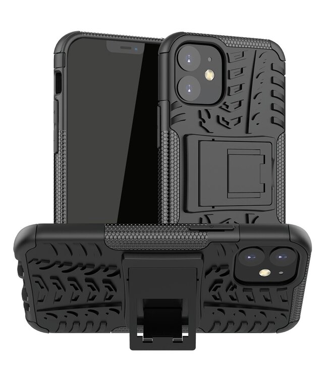 Zwart Kickstand Hybrid Hoesje voor de iPhone 12 mini