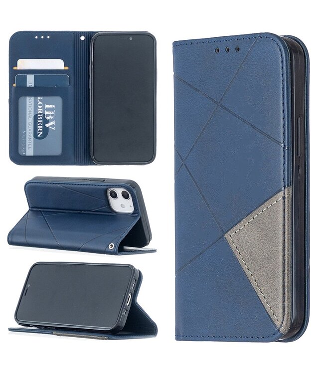 Blauw Ruiten Bookcase Hoesje voor de iPhone 12 mini